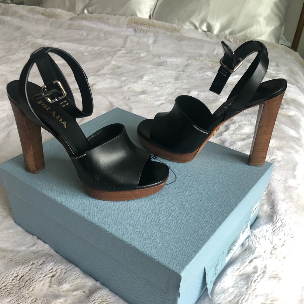 Prada Calzature Donna Camoscio block heel sandal mule slide wedge platform shoe
